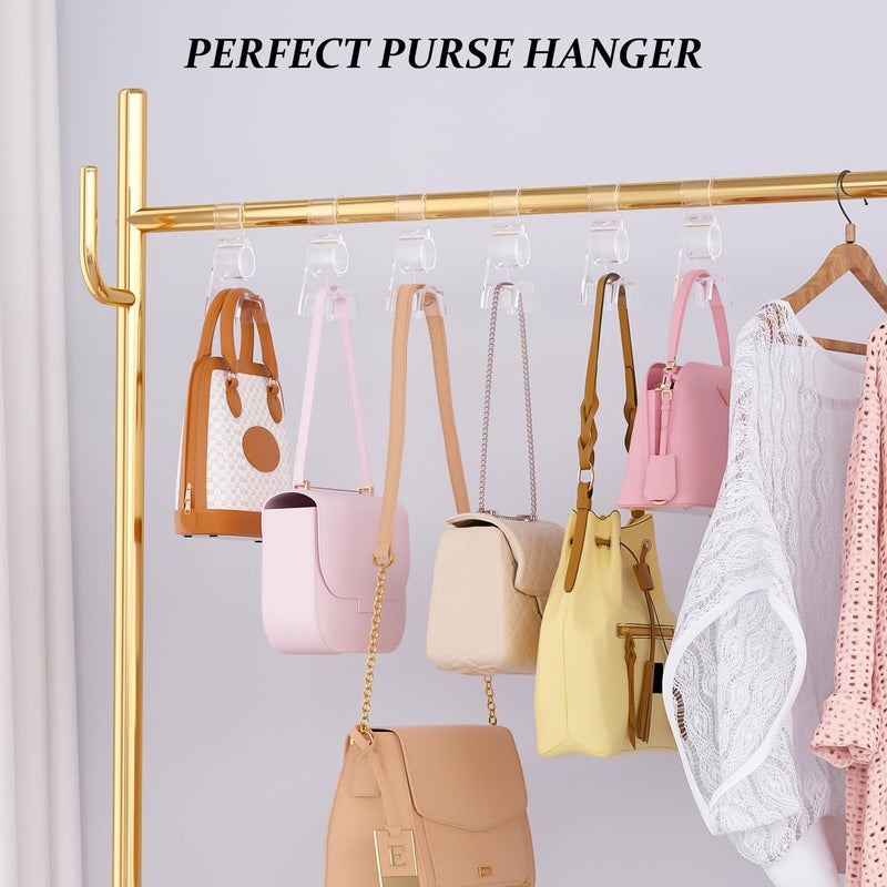 BOCONY Purse Hanger for Closet 6 Pcs, Acrylic Purse Organizer Hooks, Handbags Hanging Holder for Bag Scarf Belt, Clear - Image 2